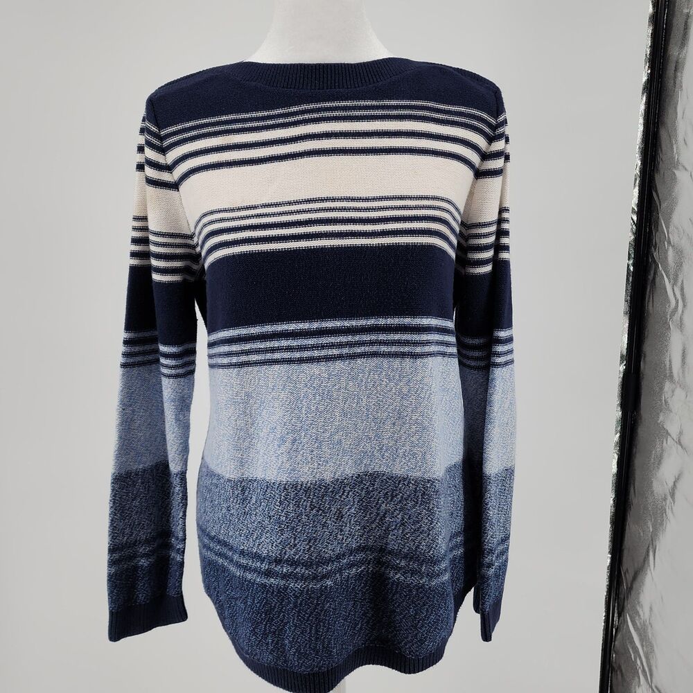 Karen Scott Navy Cream light blue Striped sweater (M)